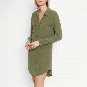 Equipment Silk Long-Sleeve Shirt Dress S NWT